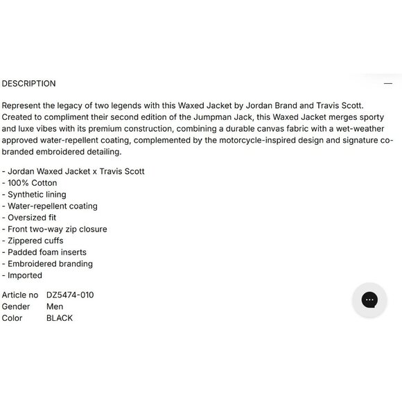 Air Jordan x Travis Scott Cactus Jack Waxed Black Jacket DZ5474-010 Men’s M NEW - Picture 14 of 16